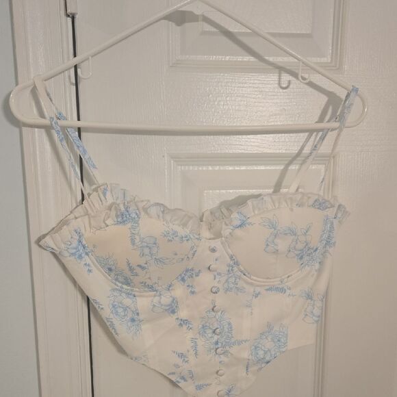 Cider Blue and White Lace Bra Intimates - Picture 3 of 6